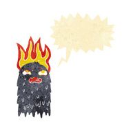 burning cartoon ghost with speech bubble N4