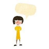 cartoon curious woman with speech bubble N71