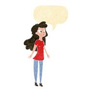 cartoon pretty girl with speech bubble N118