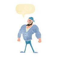 cartoon manly sailor man with speech bubble N7