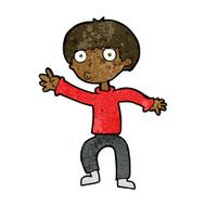 cartoon boy waving warning N7