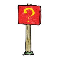 cartoon question mark sign post N8