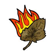 cartoon burning dry leaf symbol N5