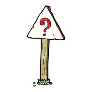 cartoon question mark sign post N9