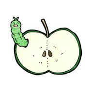 cartoon bug eating apple N13