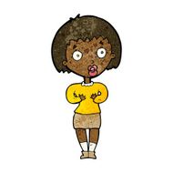 cartoon woman making Who Me? gesture N31