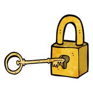 cartoon padlock and key N5