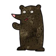 cartoon waving black bear N34