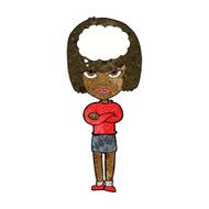 cartoon woman with folded arms imagining N7