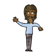 cartoon waving man with mustache N8