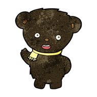 cartoon black bear waving N5