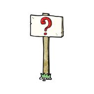 cartoon signpost with question mark N3