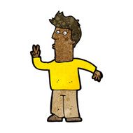 Cartoon Man Giving Peace Sign N37
