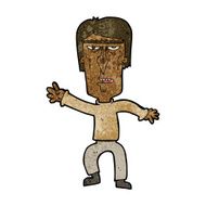 cartoon angry man waving warning N7