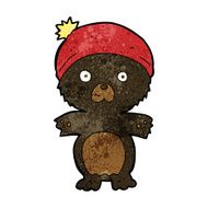 cartoon cute black bear in hat N3