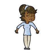 cartoon friendly woman shrugging shoulders N7
