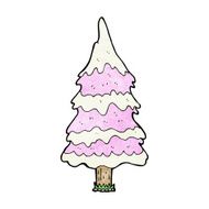 cartoon snowy pink tree N3