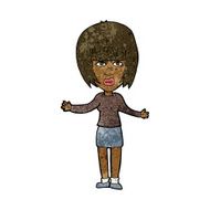 cartoon woman shrugging shoulders N321