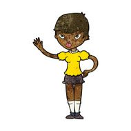 Cartoon Woman Waving N224