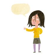 cartoon unhappy woman with speech bubble N11