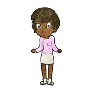 cartoon woman shrugging shoulders N322