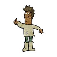 cartoon positive thinking man in rags N7