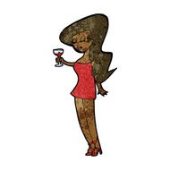 cartoon woman at party N13