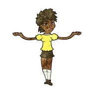 cartoon woman shrugging shoulders N323