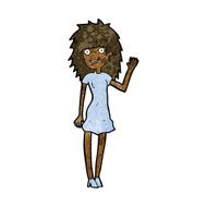 cartoon happy woman waving N6