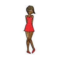 cartoon pretty woman in dress N32
