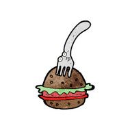cartoon fork and burger N3