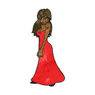 cartoon pretty woman in dress N33