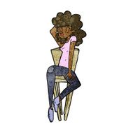 cartoon woman posing on chair N16