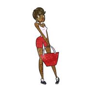 cartoon attractive woman shopping N7