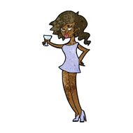 cartoon woman at party N14