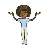 cartoon woman shrugging shoulders N326