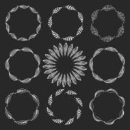Set of feather borders decorative frame