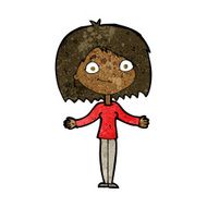 cartoon woman shrugging shoulders N327