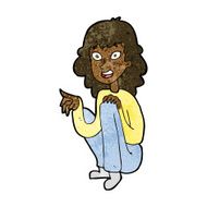 cartoon happy woman sitting and pointing N7