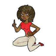 cartoon sitting woman with idea N7