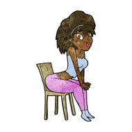 cartoon woman posing on chair N17