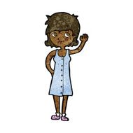 cartoon pretty woman waving N59