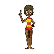 cartoon woman in striped swimsuit N7