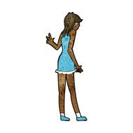 Cartoon Woman Waving N230