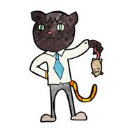 cartoon business cat with dead mouse N7