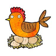 cartoon hen on eggs N7