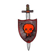 cartoon heraldic shield with skull N3