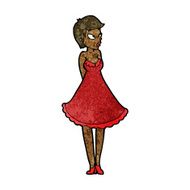 cartoon pretty woman in dress N35
