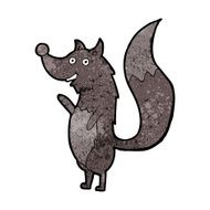 cartoon waving wolf N12