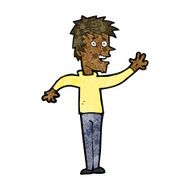 cartoon happy boy waving N14